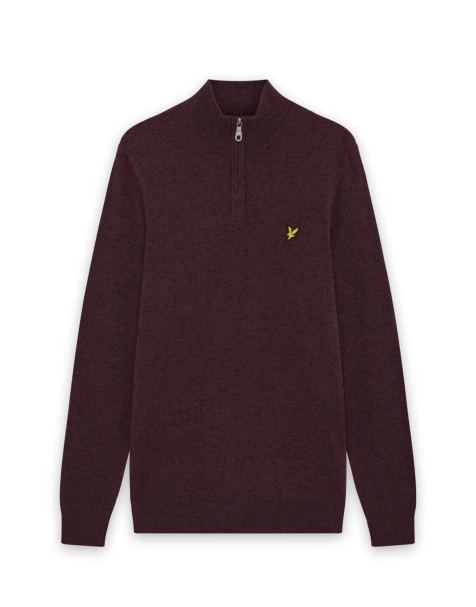 Lyle & Scott Mid knits lambswool blend quarter zip jumper in y357 beetroot marl - view 1