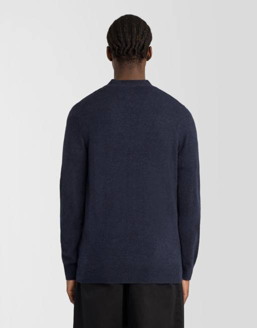 Lyle & Scott Mid knits lambswool blend v neck cardigan in z56 dark navy marl, 4 of 6