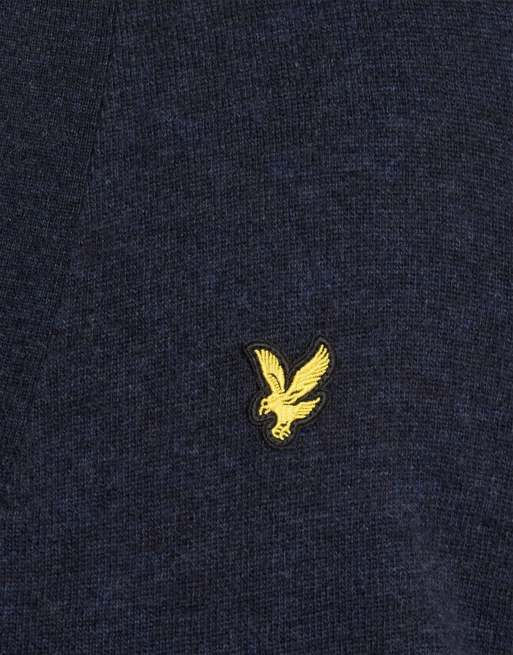 Lyle & Scott Mid knits lambswool blend v neck cardigan in z56 dark navy marl, 6 of 6