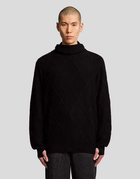 Lyle & Scott Mid knits ls x arun rose knitted balaclava top in z865 jet black - view 1