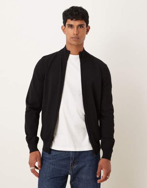 Lyle & Scott Mid knits mesh logo knitted track jacket in z865 jet black - view 1