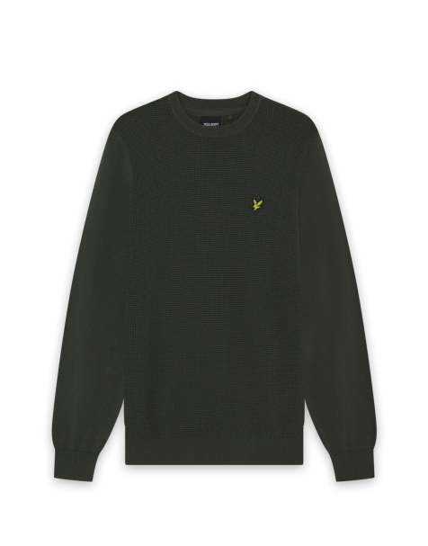 Lyle & Scott Mid knits panelled waffle crew neck jumper in y321 shadow slate - view 1