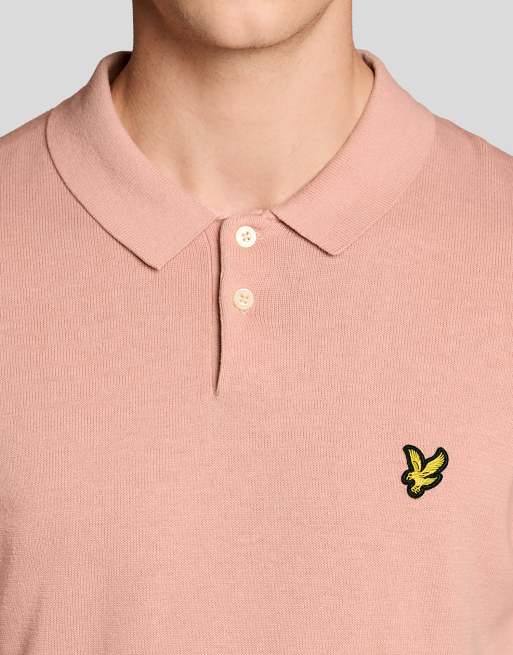 Lyle & Scott - Mid Knits - Polo a maniche corte in maglia di cotone rosa pompelmo y120, 3 di 6