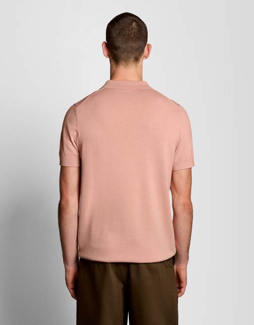 Lyle & Scott - Mid Knits - Polo a maniche corte in maglia di cotone rosa pompelmo y120, 4 di 6