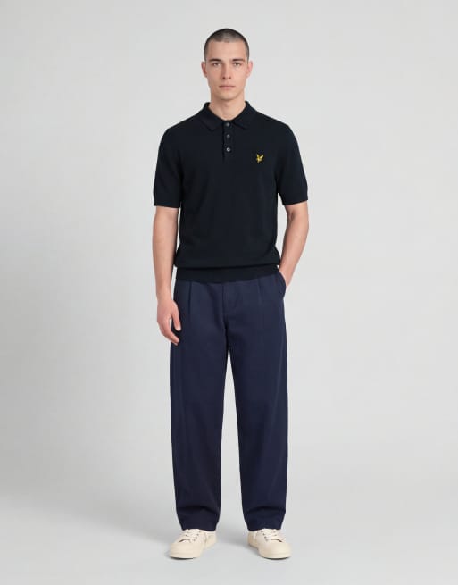 Lyle & Scott Mid knits polo de punto en azul marino oscuro, 3 de 6
