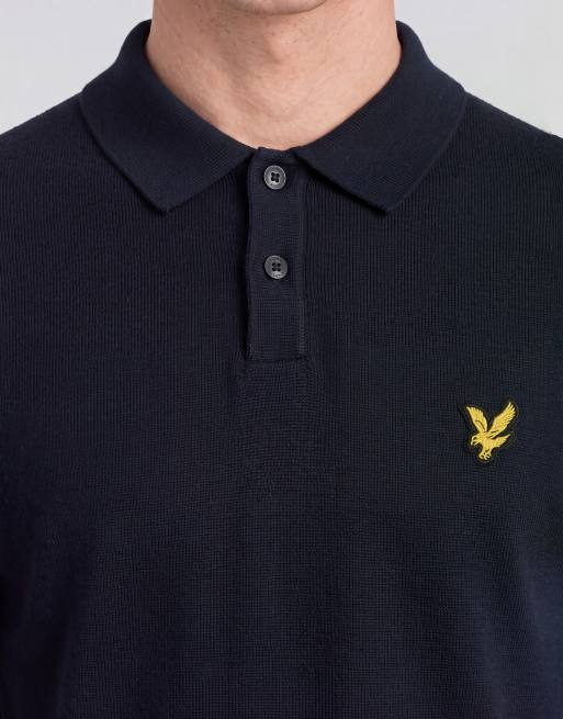 Lyle & Scott Mid knits polo de punto en azul marino oscuro, 5 de 6