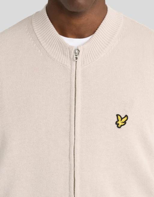 Lyle & Scott Mid knits relaxed cotton merino full zip jumper in cove, 3 of 6