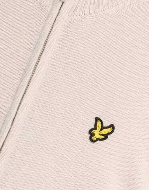 Lyle & Scott Mid knits relaxed cotton merino full zip jumper in cove, 6 of 6