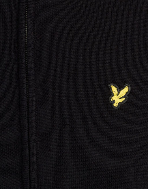 Lyle & Scott Mid knits relaxed cotton merino full zip jumper in z865 jet black, 6 of 6