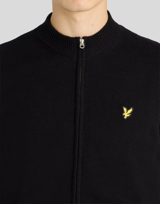Lyle & Scott Mid knits relaxed-fit katoen-merino vest met rits in zwart, 3 van 6