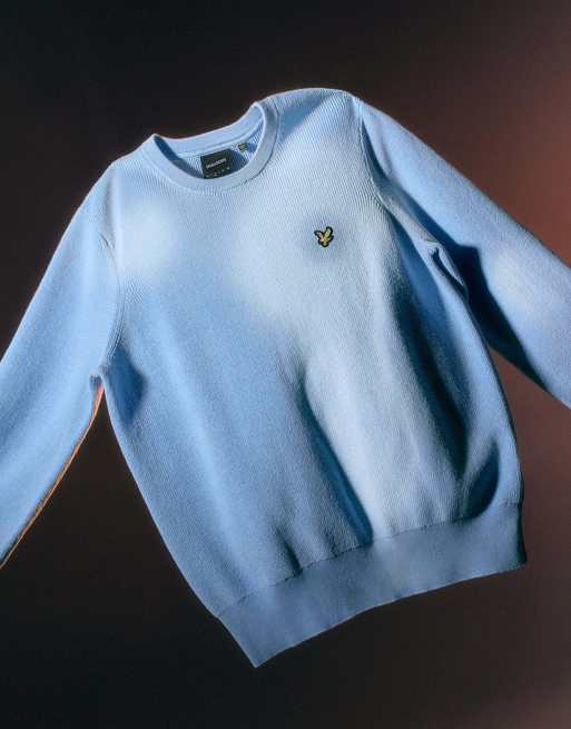 Lyle & Scott Mid knits relaxed heat reactive crew neck jumper in y746 ice blue/ white, 2 of 7
