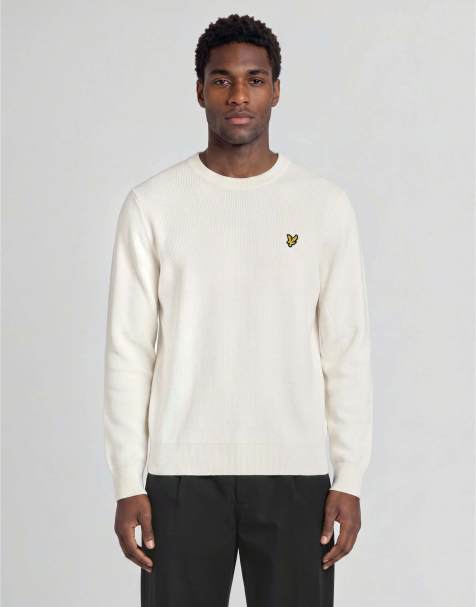 Lyle & Scott Mid knits relaxed uv reactive crew neck jumper in y745 white/ washed purple - view 1