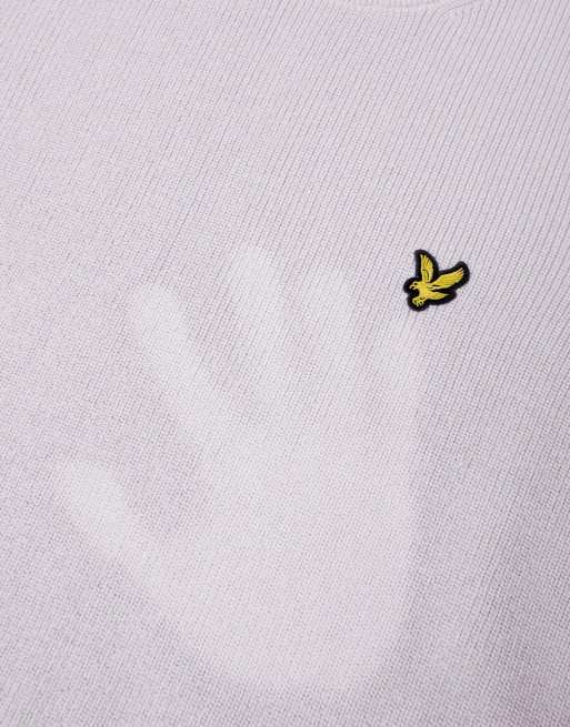 Lyle & Scott Mid knits relaxed uv reactive crew neck jumper in y745 white/ washed purple, 7 of 7