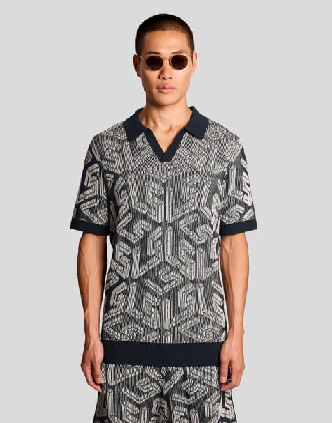 Lyle & Scott Mid knits ribbed emblem knitted polo and shorts set - view 1