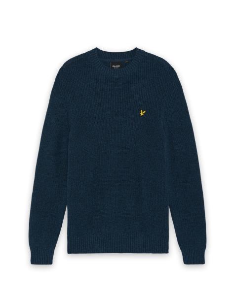 Lyle & Scott Mid knits static marl crew neck jumper in y371 navy pepper marl - view 1