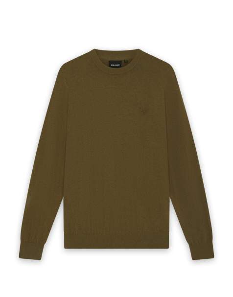 Lyle & Scott Mid knits tonal eagle lambswool crew neck jumper in y258 mahogany brown - view 1