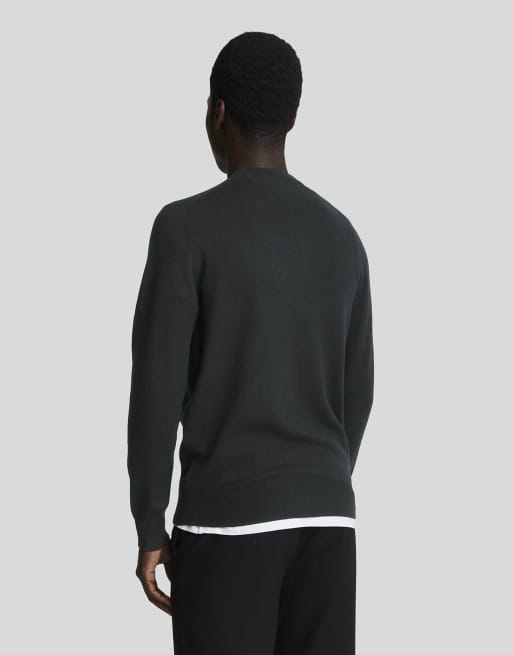 Lyle & Scott Mid knits tonal eagle lambswool crew neck jumper in z865 jet black, 2 of 7