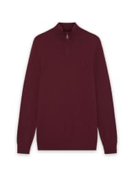 Lyle & Scott Mid knits tonal eagle merino quarter zip jumper in w976 fairway burgundy