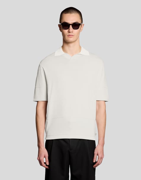 Lyle & Scott Mid knits tonal stripe knitted polo in y073 skylight - view 1