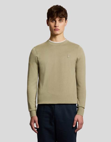 Lyle & Scott Mid knits tonal superfine crew neck jumper in x309 sage uniform - view 1