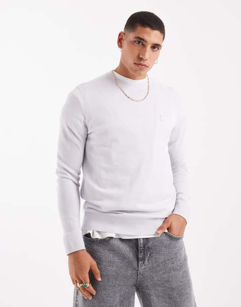 Lyle & Scott Mid knits tonal superfine crew neck jumper in x547 blue hint - view 1
