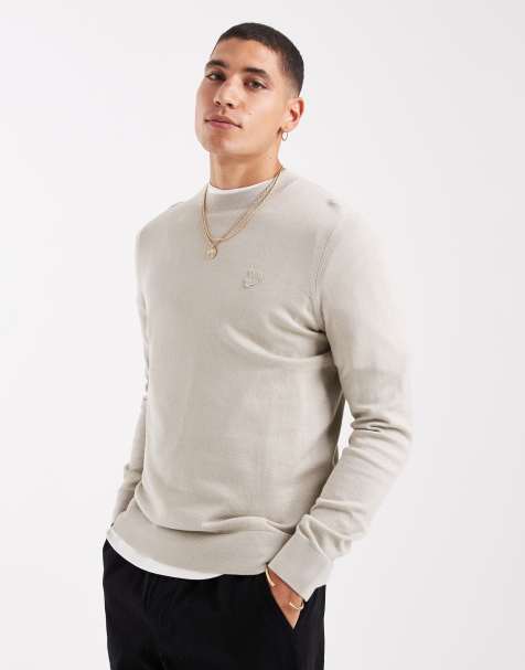 Lyle & Scott Mid knits tonal superfine crew neck jumper in x829 willow grey - view 1