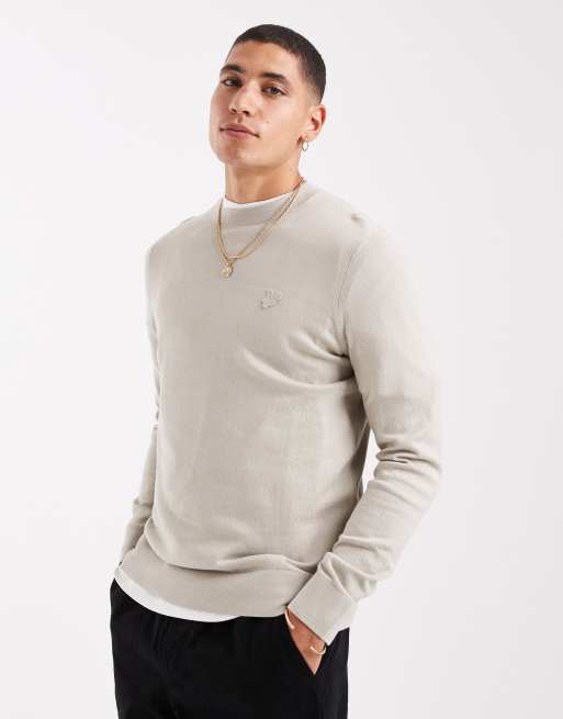 Lyle & Scott Mid knits tonal superfine crew neck jumper in x829 willow grey