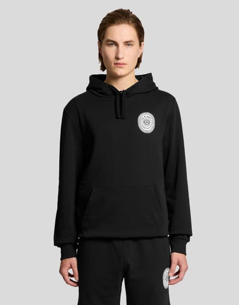 Lyle & Scott Mid layers borders label graphic hoodie in z865 jet black - view 1