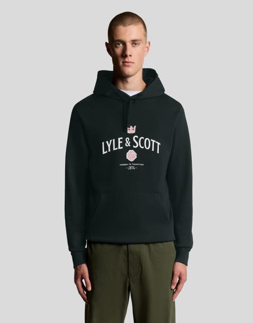 Lyle & Scott Mid layers cheers to tradition graphic hoodie in  dark navy 