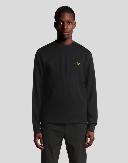 Lyle & Scott Mid layers crew neck fly fleece in z865 jet black
