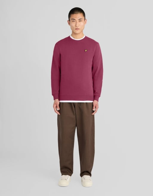 Lyle & Scott Mid layers crew neck sweatshirt in x237 rich burgundy, 2 of 6