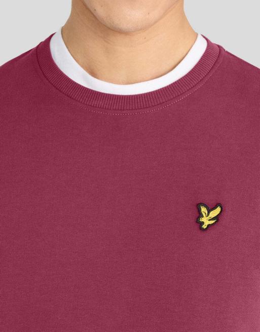 Lyle & Scott Mid layers crew neck sweatshirt in x237 rich burgundy, 3 of 6