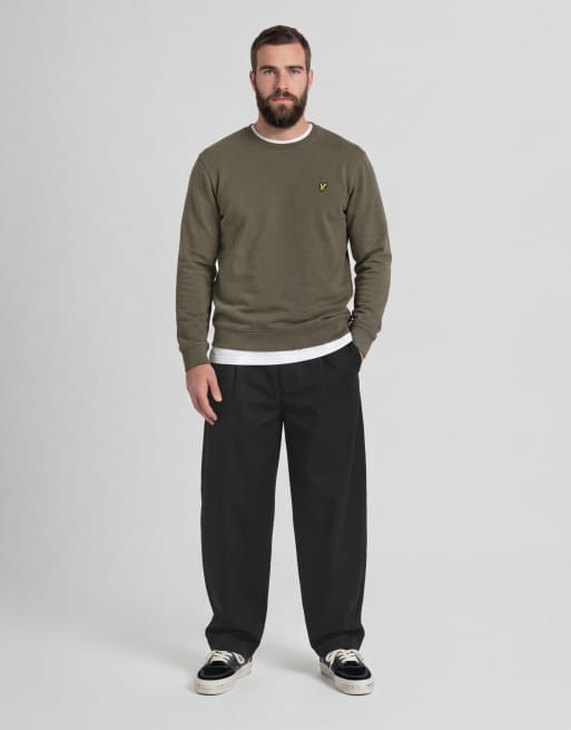 Lyle & Scott Mid layers crew neck sweatshirt in x569 khaki ash, 3 of 6
