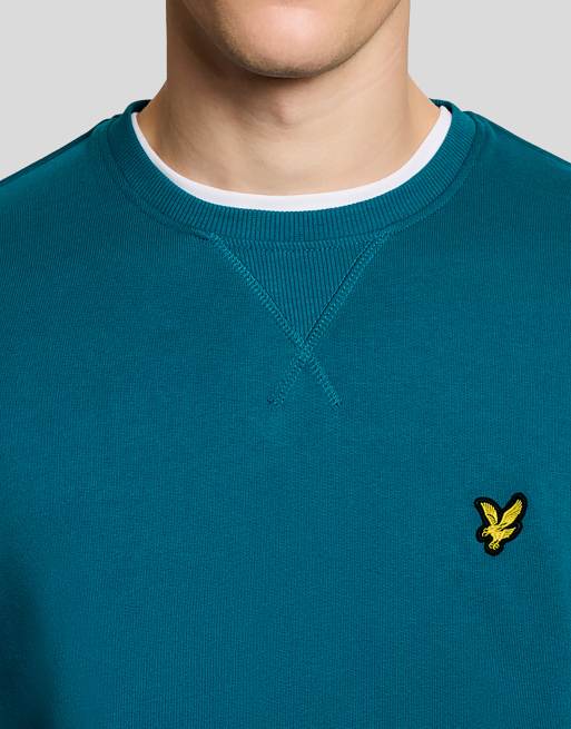 Lyle & Scott Mid layers crew neck sweatshirt in y134 lagoon, 4 of 6