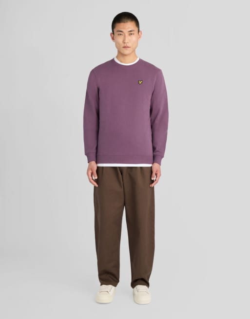 Lyle & Scott Mid layers crew neck sweatshirt in y320 noir plum, 2 of 6