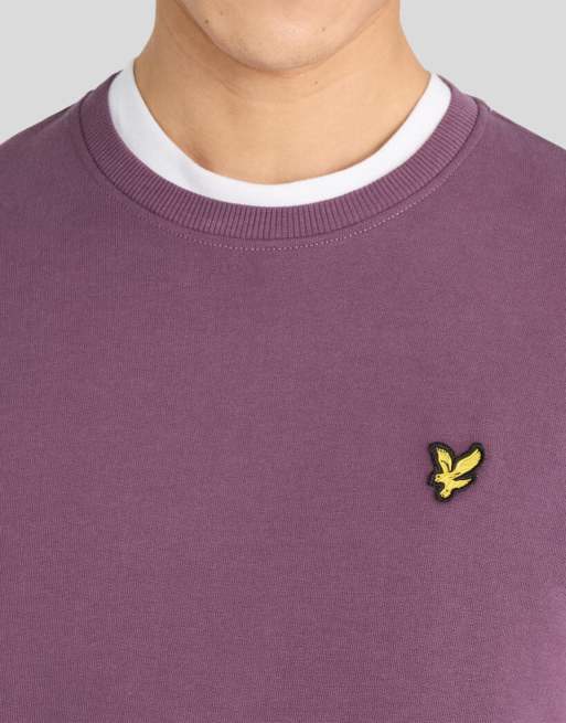 Lyle & Scott Mid layers crew neck sweatshirt in y320 noir plum, 3 of 6