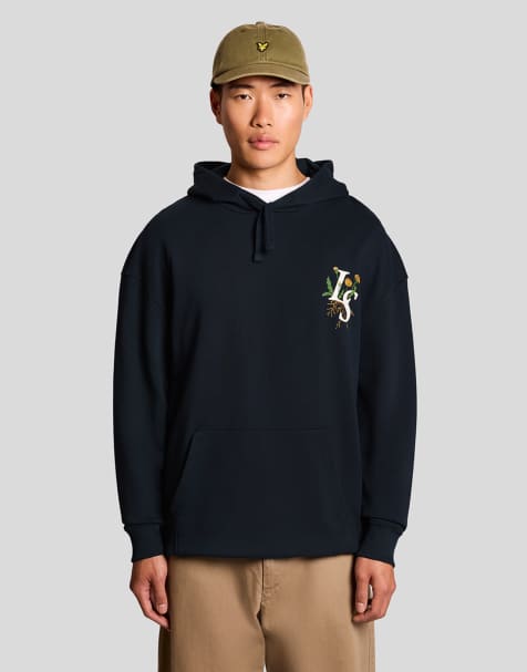 Lyle & Scott Mid layers dandelion script graphic hoodie in z271 dark navy - view 1
