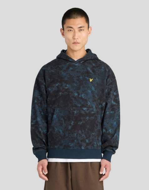 Lyle & Scott Mid layers digital animal print pullover hoodie in z271 dark navy - view 1