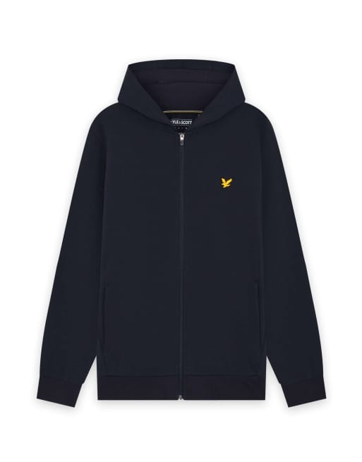 Lyle & Scott Mid layers fly fleece full-zip hoodie in z271 dark navy, 5 of 7