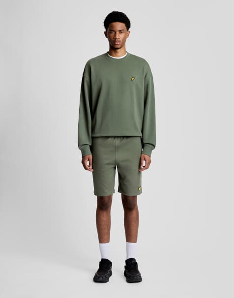 Lyle & Scott Mid layers fly fleece shorts in x65 cactus green - view 1