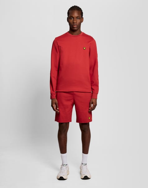Lyle & Scott Mid layers fly fleece shorts in y112 garnet - view 1