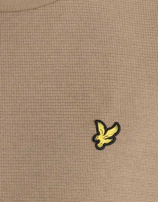 Lyle & Scott Mid layers geo rib crewneck sweatshirt in x569 khaki ash, 6 of 6