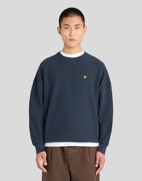 Lyle & Scott Mid layers geo rib crewneck sweatshirt in z271 dark navy - view 1