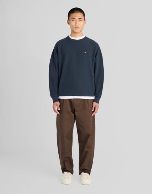 Lyle & Scott Mid layers geo rib Sweatshirt mit Rundhalsausschnitt in Marineblau, 2 von 6