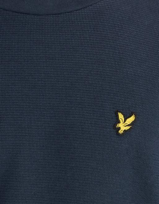 Lyle & Scott Mid layers geo rib Sweatshirt mit Rundhalsausschnitt in Marineblau, 6 von 6