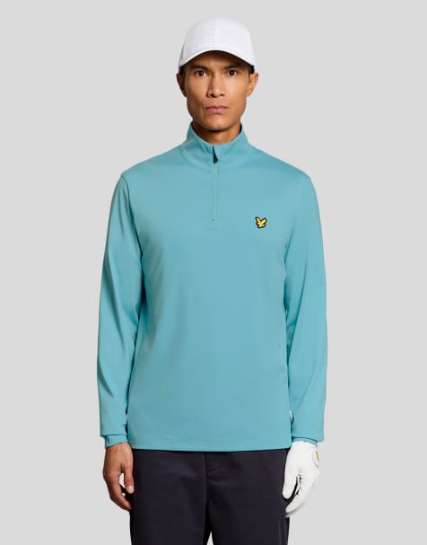Lyle & Scott Mid layers golf core quarter zip midlayer in 661 aquamarine blue - view 1