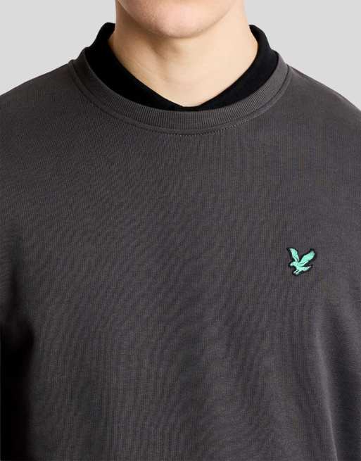 Lyle & Scott Mid layers golf crewneck sweatshirt in w635 gunmetal, 3 of 5