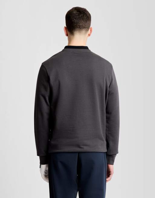 Lyle & Scott Mid layers golf crewneck sweatshirt in w635 gunmetal, 4 of 5