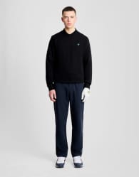 Lyle & Scott Mid layers golf crewneck sweatshirt in z865 jet black