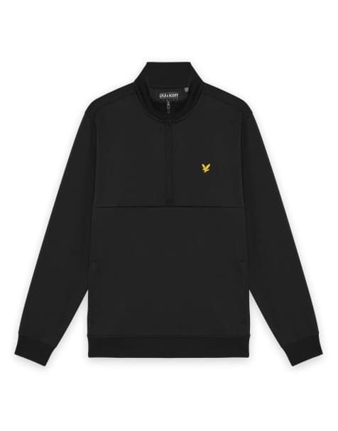 Lyle & Scott Mid layers golf half zip windjammer midlayer in z865 jet black - view 1